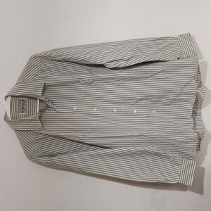 COUNTRY ROAD AUSTRALIA Men's Shirt Size Large Green w/Stripes BTN UP, L/S - READ